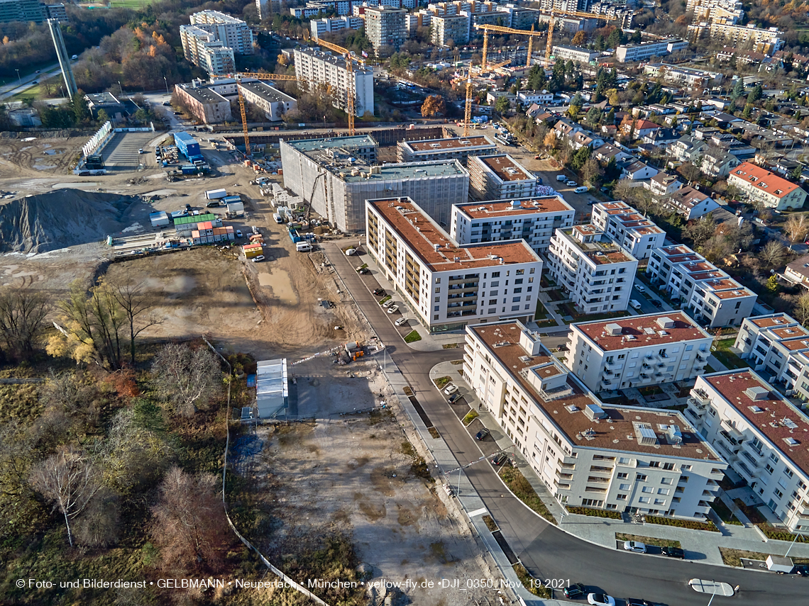 19.11.2021 - Luftbilder von der Baustelle Alexisquartier und Pandion Verde in Neuperlach 19.11.2021 - Luftbilder von der Baustelle Alexisquartier und Pandion Verde in Neuperlach